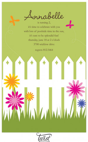 Garden Party Birthday Party Invitations