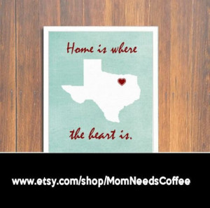 heart is quote, texas heart print, texas wall art, wall decor, Texas ...