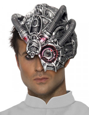 Cyborg Roboter Science Fiction Space Maske silber-rot