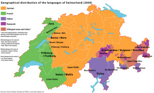 Map of languages in Switzerland