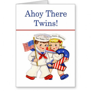 Little Sailor Twins 2 year old birthday card