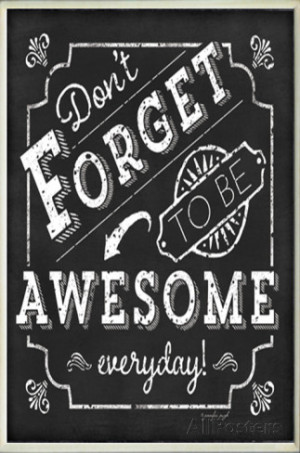 Be Awesome Inspirational Chalkboard Look Wall Plaque Wood Sign