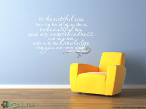 Wall Word Sticker: Beautify Eyes... Audrey Hepburn Quote
