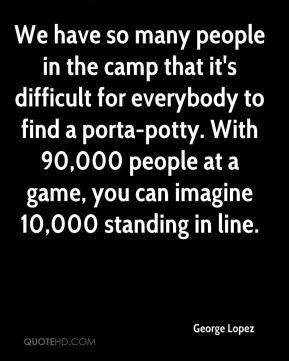 George Lopez - We have so many people in the camp that it's difficult ...