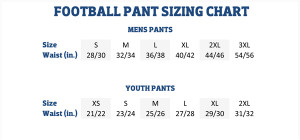 Youth Football Pants Size Chart