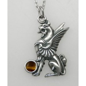 Click here: Sterling Silver Grifffon Pendant with Gemstone