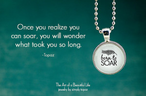 Inspirational Quote Necklace - Born to Soar Necklace (silver tone)