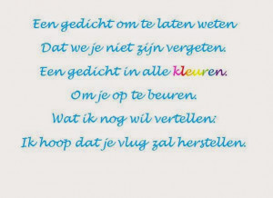 Een gedichtje voor juf Annemie, die ziek thuis zit