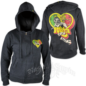 Rasta At Heart Charcoal Heather Zip Hoodie - Women's
