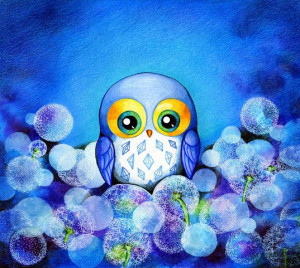 OWL ART – Lunar Owl – Painting Print by Annya Kai – Whimsical ...