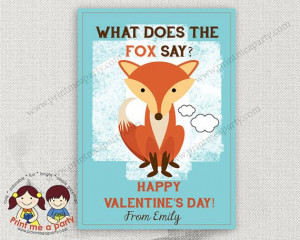 Funny Fox Valentine Quote Notecard Printable Customized Classroom ...