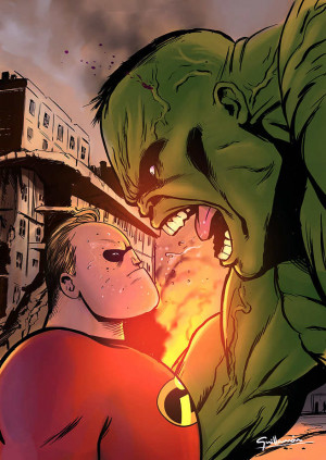 The Hulk vs. Mr. Incredible by Enrique Guillamon Hidalgo