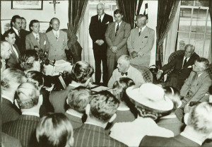 Above: FDR receives ILO delegates after their conference in ...