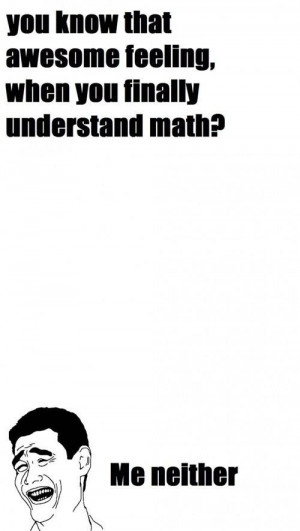 You know that awesome feeling when you finally understand math? Me ...