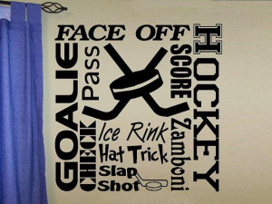 vinyl wall decal quote Hockey subway style sports
