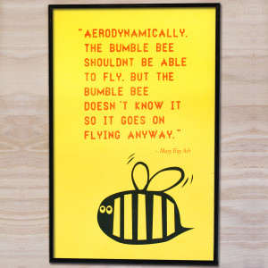 yellow bee print yellow quote bee bumblebee mary kay ash