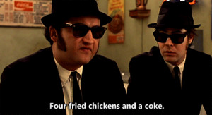 movies music food hungry chicken coke the blues brothers animated GIF