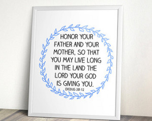 , Instant d ownload, Honor your father and mother, Printable Bible ...
