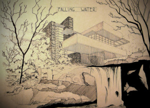 Fallingwater or Kaufmann Residence - Frank Lloyd Wright in 1935