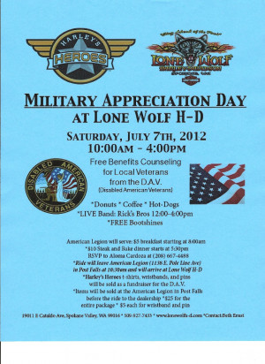 MILITARY APPRECIATION DAY - JULY 7TH - Spokane Valley, WA