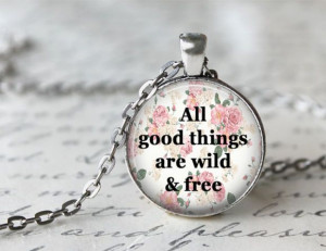 ... Quote Necklace, Thoreau Quote Necklace, Gypsy Necklace, Quote Pendant