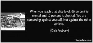 ... against yourself. Not against the other athlete. - Dick Fosbury