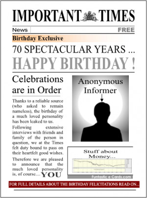 Anonymous informers tell all. Broadsheet style eCard with front page ...
