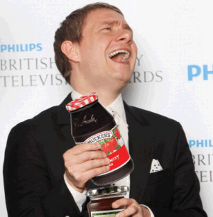 Silly photo of Martin Freeman at the BAFTA awards after winning ...