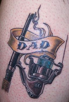 Fishing Tattoo perfect for my dad! - I'd have to add some antlers too!