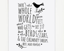 Mary Poppins Whole World At Your Fe et Quote / Typographic Print ...