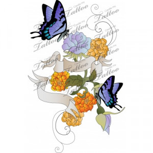 Minus the butterflies ... Marketplace Tattoo Butterfly_Rose_Marigold ...