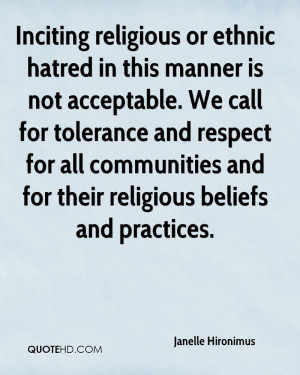 Inciting religious or ethnic hatred in this manner is not acceptable ...