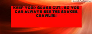 keep your grass cut.. so you can always see the snakes crawlin ...