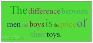 The difference between men and boys is the price of their toys.