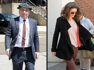 Paul Simon and Edie Brickell leave court in Norwalk, Conn., Monday