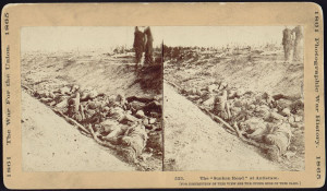 Stereoview of the famous Alexander Gardner photo of dead Confederates