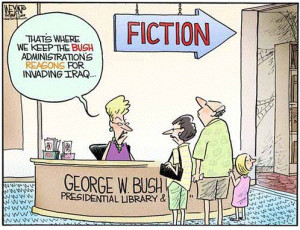 George W. Bush’s Library: Political cartoon fodder