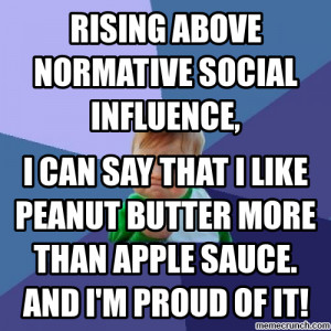 Rising above normative social influence, Apr 21 13:59 UTC 2013