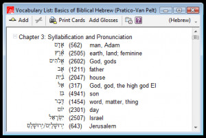 our total number of vocabulary lists up to 26: 14 Greek, 9 Hebrew ...
