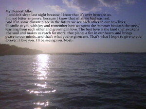 Excerpt from a letter Noah wrote to Allie in 