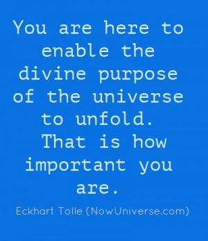 You are here to enable the divine purpose of the universe to unfold ...