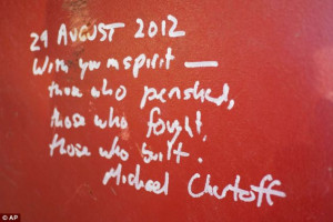 Marked out: Graffiti left by Michael Chertoff, the former director of ...