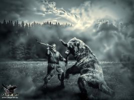 Vikings fight with a bear by thecasperart