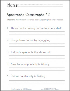 apostrophe s worksheets