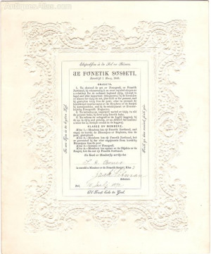 Sir Isaac Pitman's Phonetic Shorthand Certificate