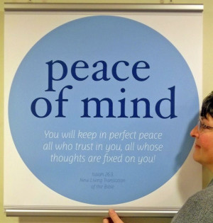 ... and quotes | Peace of mind” theme window poster with Bible quote
