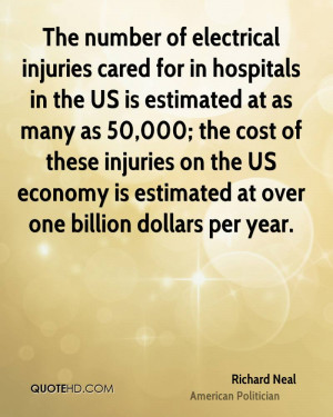 The number of electrical injuries cared for in hospitals in the US is ...