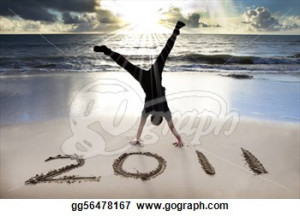 ... sunrise . young man handstand and celebrate .. Stock Image gg56478167