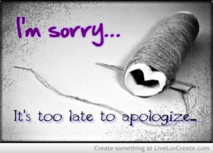 Too Late To Apologize