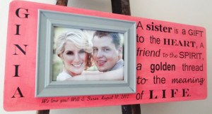 SISTER Personalized Quote 9 x 22 Custom Picture Frame Wedding Birthday ...